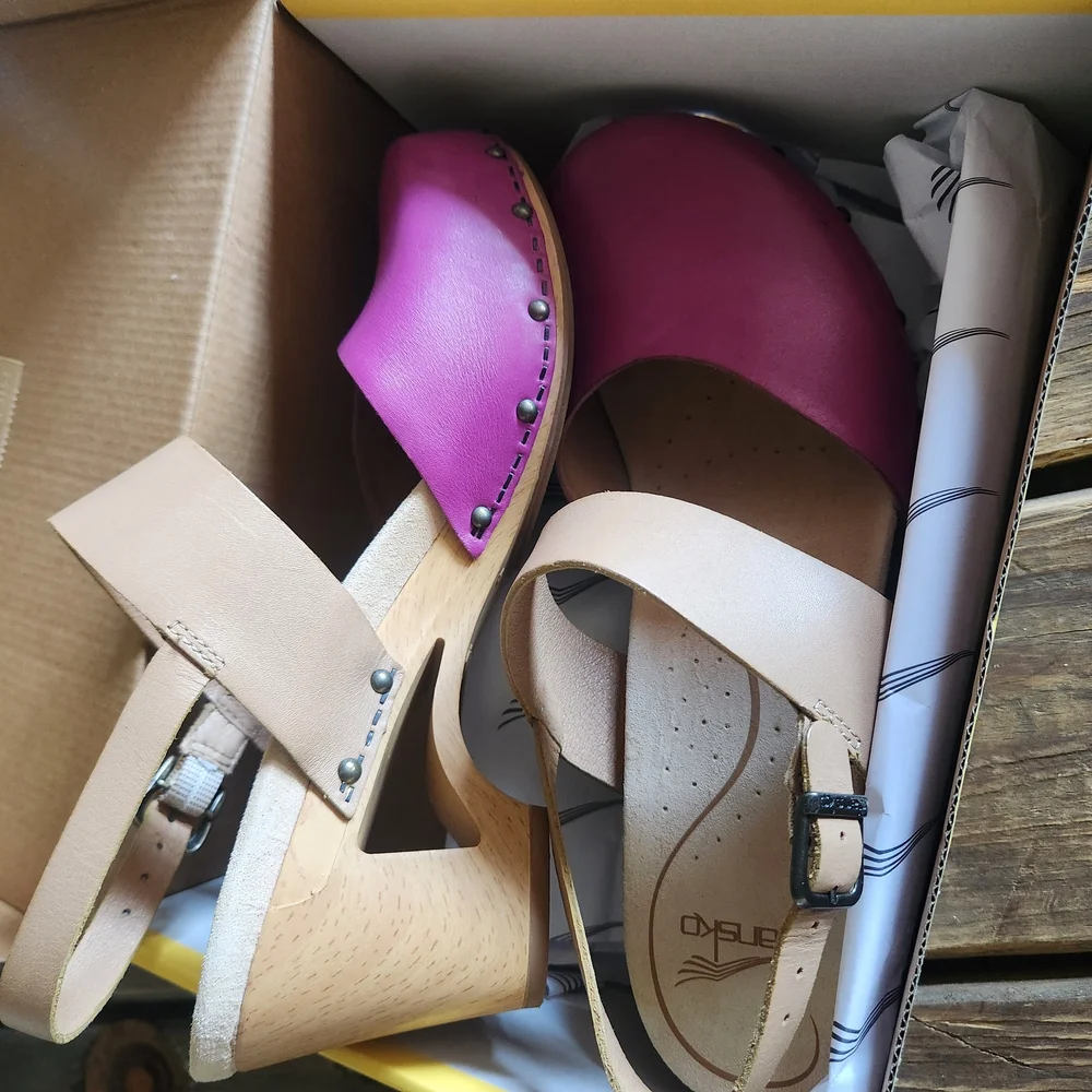 Purple and Tan Women's Clogs - Dansko - Picture 4 of 4